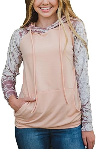HUHHRRY Basic Lightweight Pullover Hoodie Sweatshirt for Women Pink Large