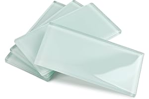 Adedeo Glass Subway Tile 3 x 6 Inch Pale Green for Kitchen Backsplash Bathroom Wall Pack of 32 Sheets