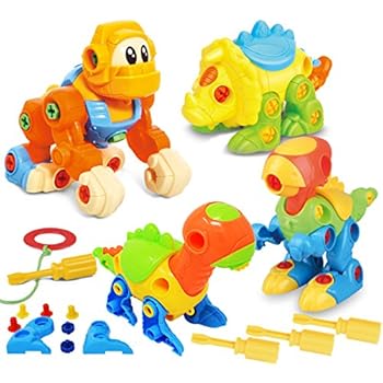 JOYIN Dinosaur Toys Take Apart Toys (Pack of 4) - Construction Engineering Building Play Set