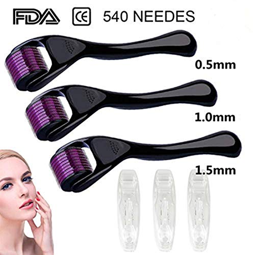Airblasters Derma Roller - Titanium 540 Derma for Face and Skin Care 0.5+1.0+1.5mm