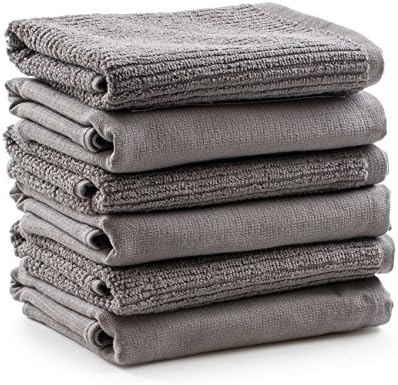 Super Absorbency Large Kitchen Towels - Thick Terry Stitches to Absorb on One Side, Flat Woven Stitches for Drying on the Other - 100% Organic Cotton - Exclusively by Aria Luxury Kitchen - Pack of 6