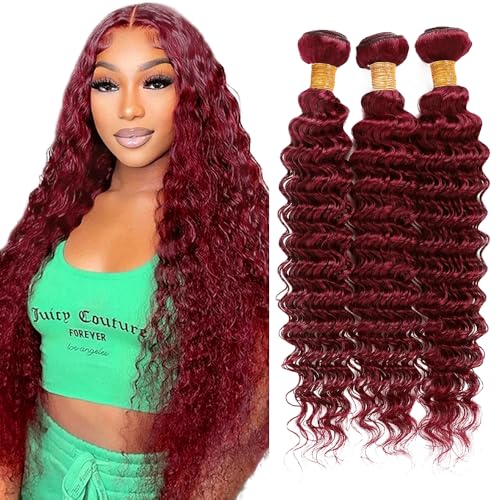 99J Bundles Burgundy Deep Wave Human Hair Bundles Remy Hair 3 Bundles 28 28 28 Inch Wine Red Deep Wave Bundles 99J Burgundy Bundles Hair Weave at Amazon