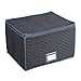 Stemware Storage Chest -Deluxe Quilted Microfiber (Black With Charcoal Trim) ( 15.5