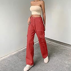 QYANGG High Waist Cargo Pants Women Stretch Baggy