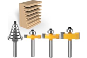 Tongue and Groove Router Bit, Rabbet Router Bit with 6 Bearings Set，1/4" and 6mm Shank(6.35mm Shank)