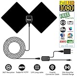 HDTV Antenna, Yosoo Indoor TV Digital Antenna 50 Mile Range with Detachable Amplifier Signal Booster, USB Power Supply and 13ft 1080P High Performance Coaxial Cable (Black)
