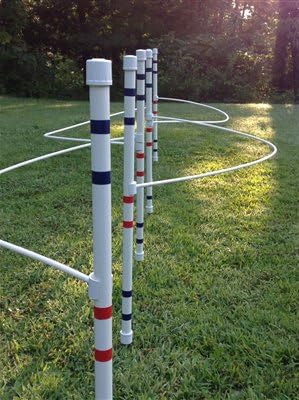 Dog Agility Equipment weave poles (set of 6) with guide wires by DogAgilityShop