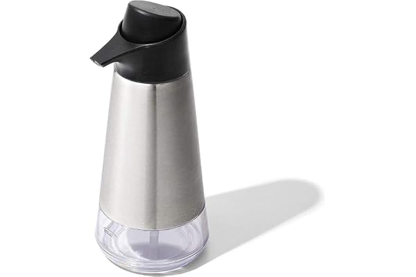 OXO Easy Press Stainless Steel Soap Dispenser, 3-1/4" diam. x 8" h