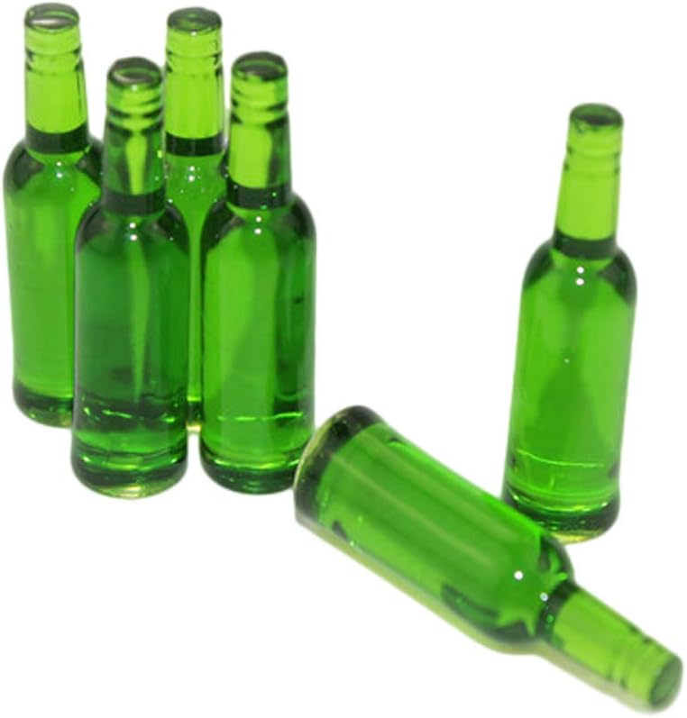 qingsb 6Pcs Dollhouse Miniature Beer Bottle Dining Drinks Simulation Kitchen Toy Gift - Green