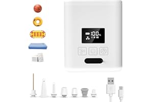 ZOPOM Air Pump for Inflatables Mini Air Mattress Pump Portable Electric Air Pump for Pool Floats,Swimming Rings, Sleeping Pads, Vacuum Storage Bags 5X with 5000mAh Battery & Light, USB Rechargeable