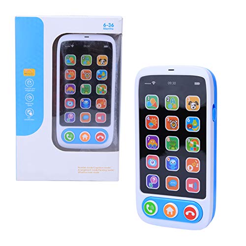 Simulated Electronic Phone Toy, Smart Phone Telling Machine with Light Music Play Set for Children Kids Baby(Blue)