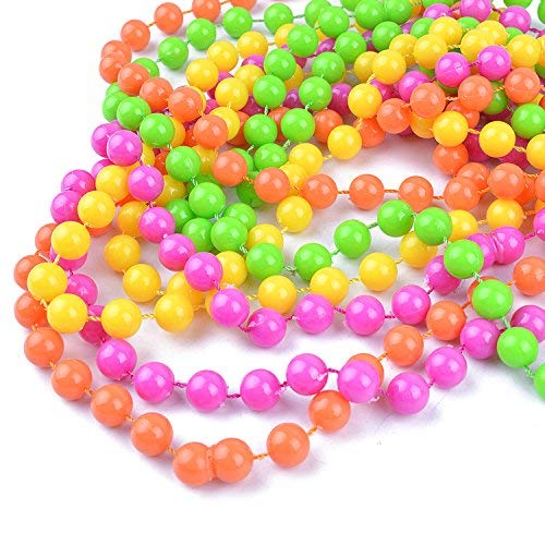Lvcky 11Pcs Colorful Neon Bead Necklaces Lace Bow Headband Lightning Bolt Earrings Fingerless Fishnet Arm Warmers Leg Warmers Fancy 80s Party Costume Accessories Set - Thumbnail 4