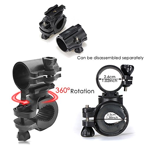 Flashlight Mount Holder, Cycling Mounts 360-degree Rotating Bike Bicycle Handlebar Mount Bicycle LED Light Flashlight Torch Lamp Mount Clamp Stand Holder Front Lamp Mount Holder Clip Bicycle Bracket - Thumbnail 2