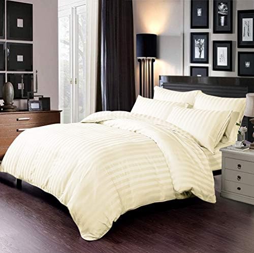 Sweet Linen 6 PC Bamboo Duvet Cover Set Queen-1 Duvet Cover 16" Deep Pocket Fitted Sheet 2 Pillowcases 2 Pillow Shams- Ultra Soft Silky Cooling Luxury Hotel Bedding Set Ivory