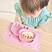 iSolem Baby Silicone Placemat, Non-Slip Toddlers Food Feeding Mat for Children, Kids, Infant, Kitchen Dining Table -Perfect Highchair Trays for Travel - Pink Cow