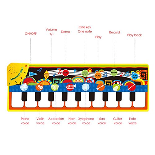 Coolplay Piano Play Musical Mat Touch Keyboard Singing Carpet For Baby Gift -10 key Step on Keyboard,8 Selectable Musical Instruments,43.3'' x14.2''