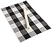 Buffalo Check Rug Checkered Plaid Cotton Mat Woven Black White Striped Area Rugs with Non Slip Pad for Outdoor Kitchen Living Room Bathroom Decor,23.6