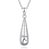 925 Sterling Silver Urn Pendant Necklace Teardrop Cremation Jewelry for Ashes Memorial Keepsake for Women
