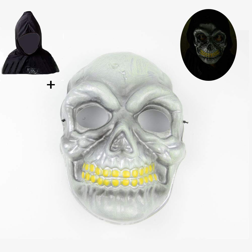 Halloween Mask Novelty Plastic Scary Cosplay Clown Masks with Cloak for Festival Parties