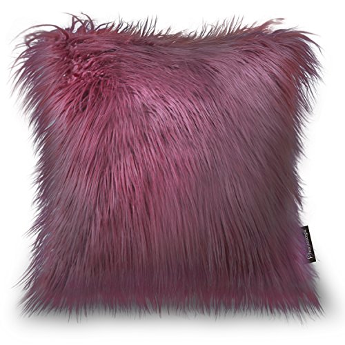 Phantoscope Decorative New Luxury Series Merino Style Purple Fur Throw Pillow Case Cushion Cover 18