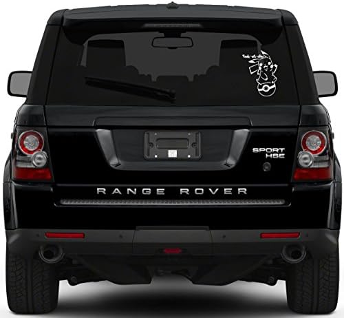 Peek-at-chu Pokemon Inspired Pikachu on Pokeball Waving Vinyl Decal Sticker (10"H x 7.5"W, White)