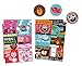 B-THERE 24 Count School Valentine Day Cards with Buttons, Fun and Cute Illustrated Cards with Matching Buttons for Kids Valentines Day