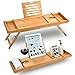 Sugarwood Home Multi-functional Bath & Bed Tray - Bamboo Bathtub Caddy with Wine & Book Holder, Laptop Stand, Foldable & Extendable