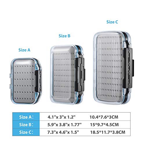 Magreel Waterproof Fly Fishing Box, Two Sided Lightweight Flies Lure Case, Easy Grip Transparent Fishing Box-Multiple Sizes