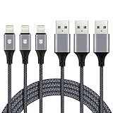 Sundix iPhone Charger 6FT Lightning Cable iPhone 8 Charger Nylon Braided iPhone Charging Cord Compatible with iPhone X 8 8Plus 7 7Plus 6s 6sPlus 6 6Plus SE 5 5s 5c iPad iPod & More 3 Pack(Grey)