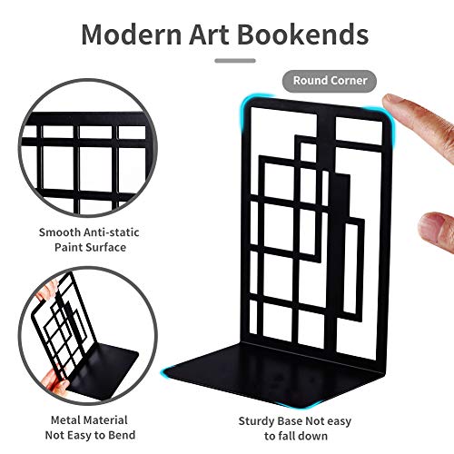 Bookends Book Ends, Heavy Duty Metal Book Ends, Geometric Decorative