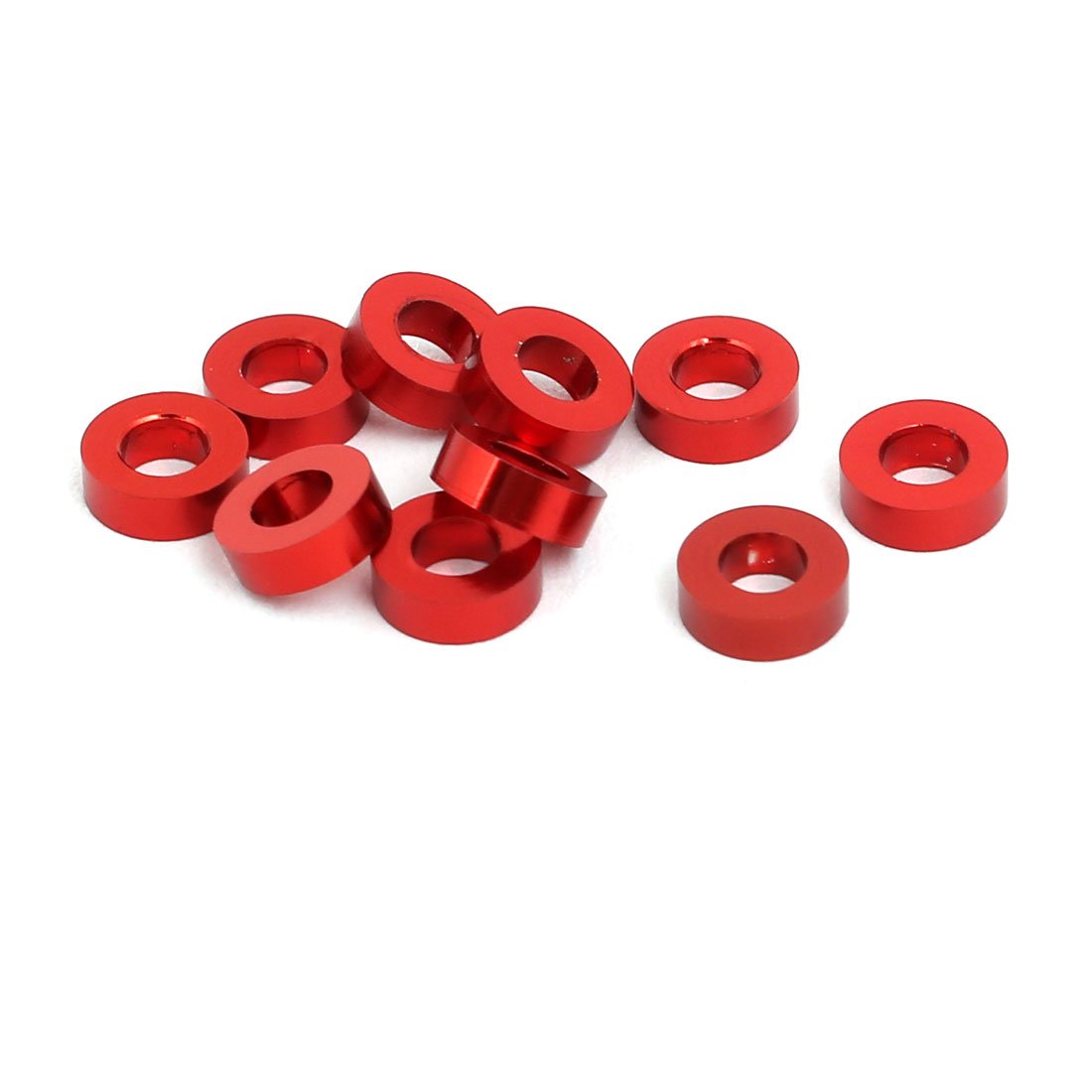 Sourcingmap 10pcs 2mm Thickness M3 Aluminum Alloy Flat Screw Washer Red