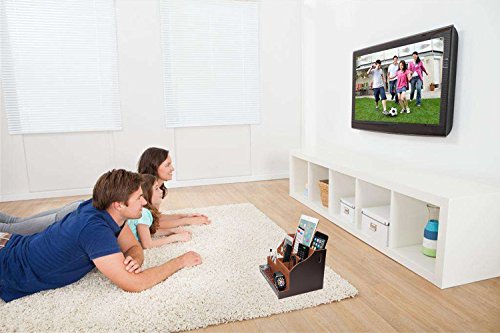 Remote Control Holder Organizer Stand for Table, Large Brown PU Leather Remote Control Holders/Storage /Organizer/Caddy with 9 Spacious Compartments, Multifunction Home Office Desk Organizer - Thumbnail 6