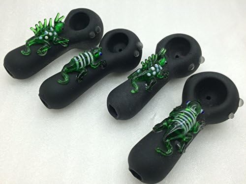 1 Black Ceramic clay baked 3" smoking tobacco pipe with creature