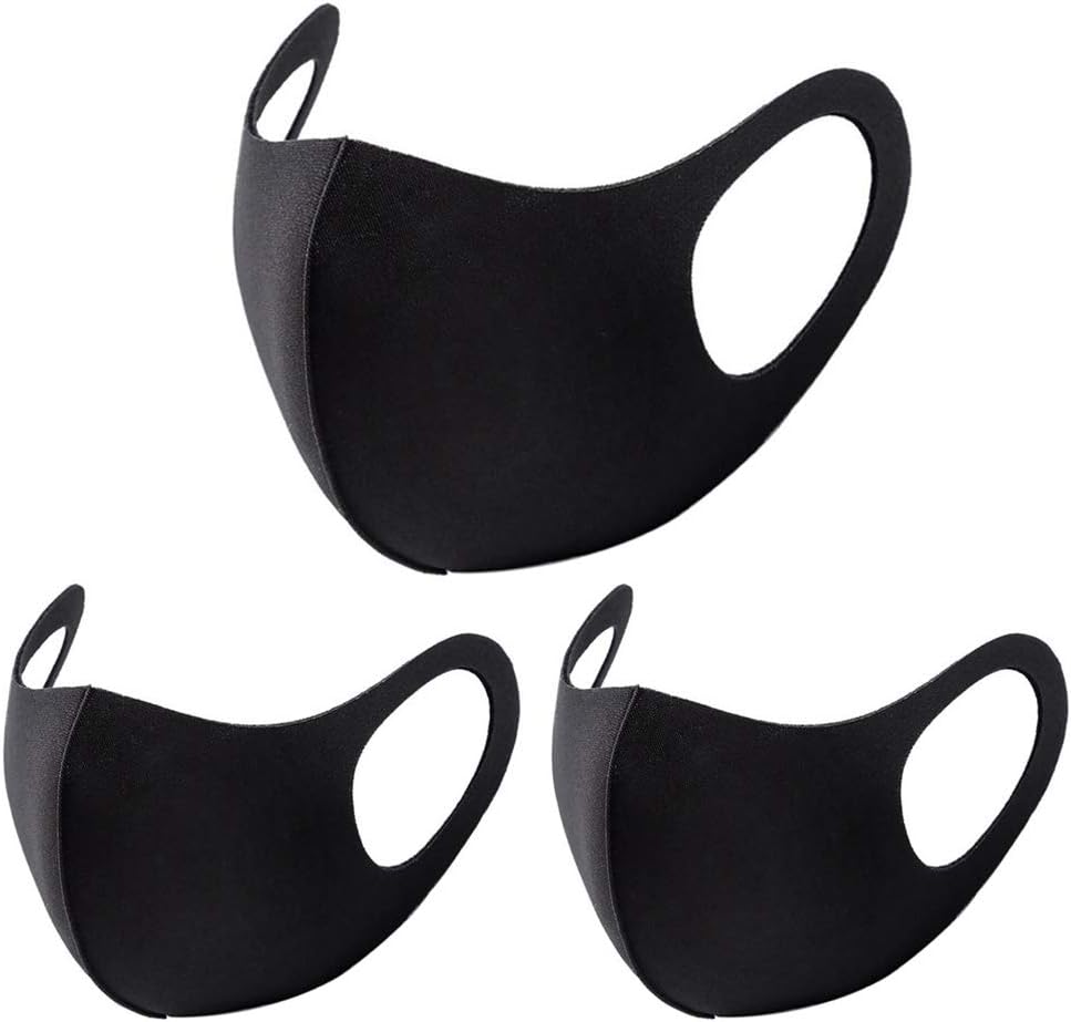 Koehope 3Pcs Space Fiber 3D Mouth Protector Solid Color Waterproof Sun Protection Anti-Dust Pollen Reusable Earloop Face Cover