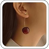 Sttiafay Vintage Large Cherry Earrings Red Cherry Dangle Earrings Gold Long Cherry Drop Earrings Cute 3D Cherry Earrings Sweet Cute Fruit Earrings Jewelry for Women