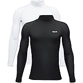TELALEO Boys Girls Thermal Compression Shirt Youth Long Sleeve Top Fleece Lined Turtle Neck Athletic Base Layer Undershirt