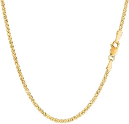 14k SOLID Yellow or White Gold 2.1mm Shiny Round Wheat Chain DDRRW050-20