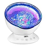 Ocean Wave Projector, Night Light Projector, LBell Sleep Sound Machine with Remote, Music Player, Timer, Room Decor for Infant Baby Kids, Nursery Living Room and Bedroom (White)