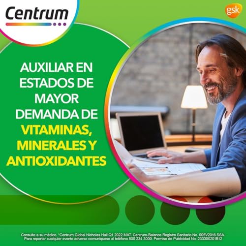 Centrum Multivitamínico Balance com Magnesio, Vitamina C, Hierro, Potasio y Zinc, 100 Tabletas