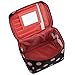 EN'DA professional Big Size Cosmetic Bag for Organize Makeups Travel Makeup Bag with Clear Mirror Single Layer Large Storage Space (Black&Pink)