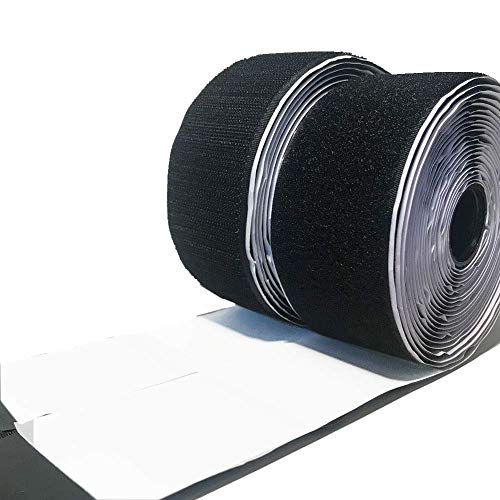 2'' Self Adhesive Hook and Loop 5 Yards Tape Fastener Sticky Back (Black) ... (2 inch by 15 Feet)
