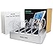 Simicore 4-Port USB Charging Station with 5 Short Charging Cables for Apple & Android Phones, Tablets & Other Devices - with Blue Charging Status Light (Silver)