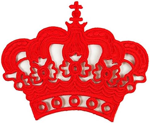 Red Crown Imperial King Queen Embroidered Iron on Patch