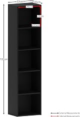 Vida Designs Oxford 5 Tier Cube Bookcase Black Wood Shelving Unit view 3