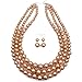 KOSMOS-LI 3 Layer Brown Color Imitate Pearl Bead Strand Necklace