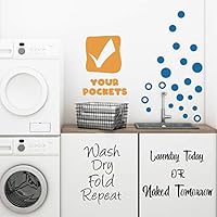 GULIGULI Laundry Today Or Naked Tomorrow-Wash Dry Fold Repeat-Check Your Pockets-Bubbles Vinyl Quotes Laundry Wall Stickers Decals-Set of 4