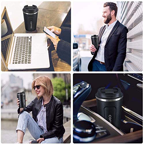 Flintronic Kaffeebecher to go, 380ML Thermobecher Doppelwand Isoliert, Kaffeetasse mit Auslaufsicherem Deckel, Kaffeetasse Thermobecher Isolierbecher,Kaffeebecher Edelstahl Travel Mug für Kaffee e Tee – Bild 7