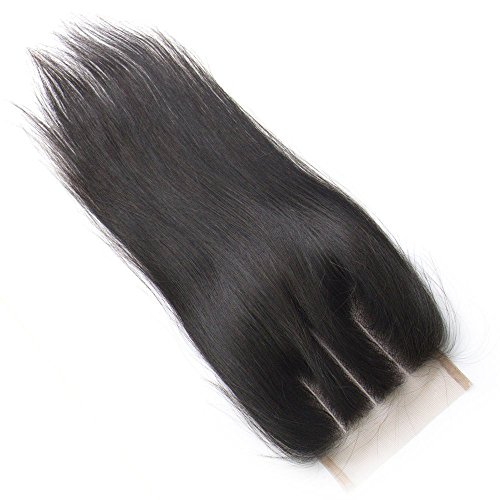3 part closure straight virgin brazilian hair 130% density lace c…