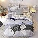 COTEXTURE 3-Piece Simple Triangle Printed Duvet Cover Queen Set,Microfiber Bedding Set
