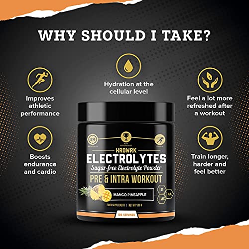 HRDWRK Electrolytes Powder Carb & SugarFree Electrolytes 100 Servings Hydration Supplement